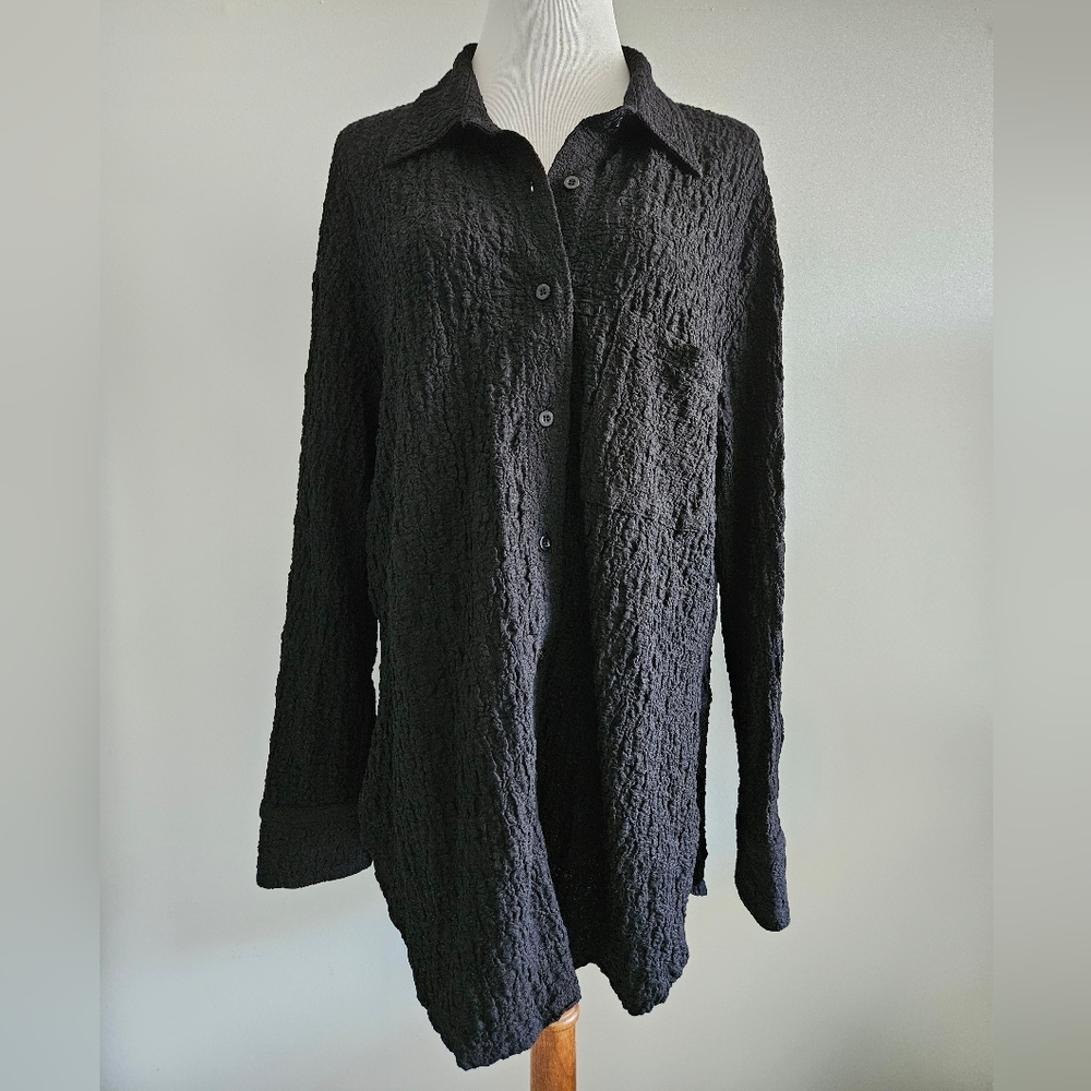 Black Textured Versatile Button Up - image 2